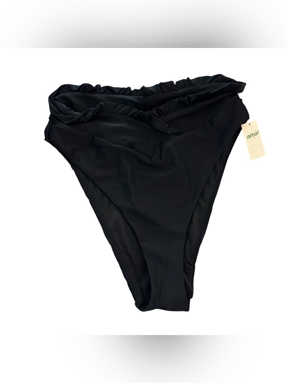 Aerie Women’s Black High Waisted High-Cut Cheeky Bikini Bottom Sz M NWT